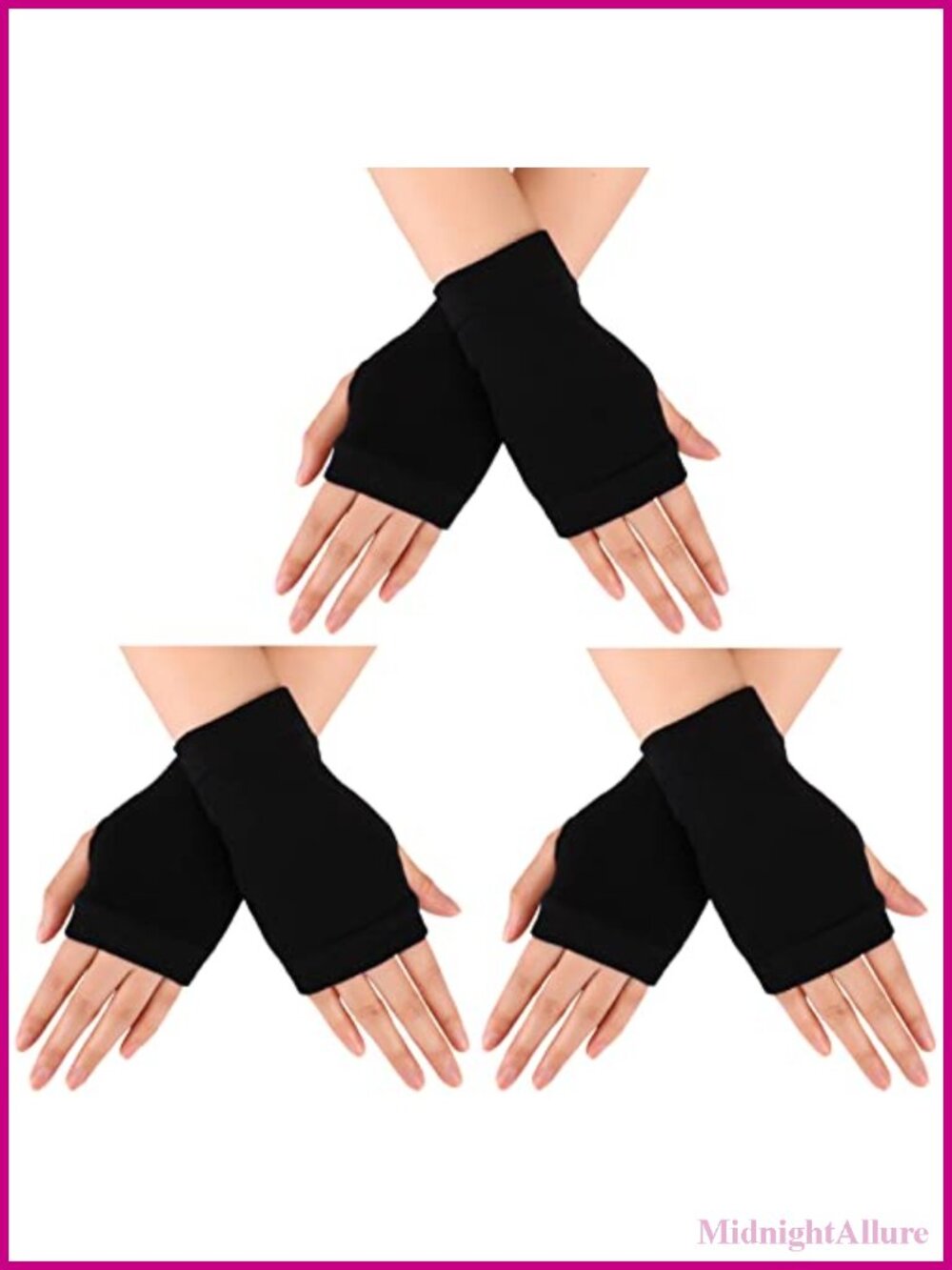 Fingerless Knit Gloves with Thumb Hole Combed Cotton Half Finger